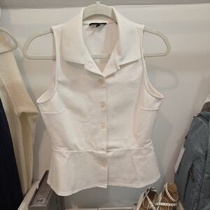 Theory Ivory Sleeveless Button-Up Blouse